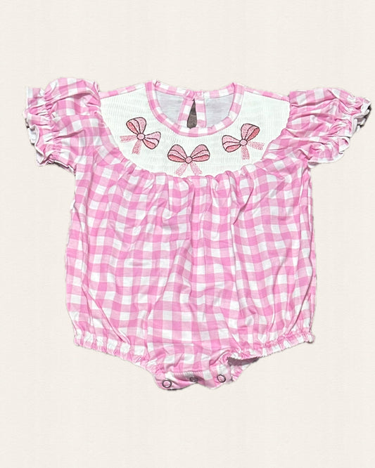 Blush Bow Smocked Bubble