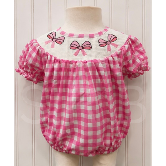 Blush Bow Smocked Bubble